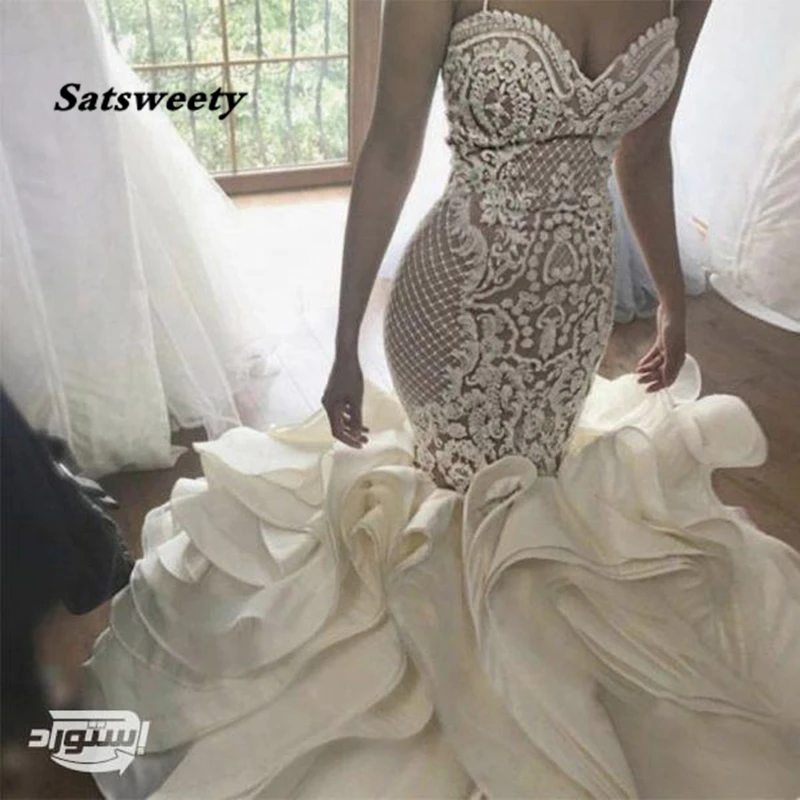 Sweep Long Train Wedding Dresses Tiered Saudi Arabia Robe De Mariee Turkish Couture Dubai Strapless Bridal Gowns Kaftans