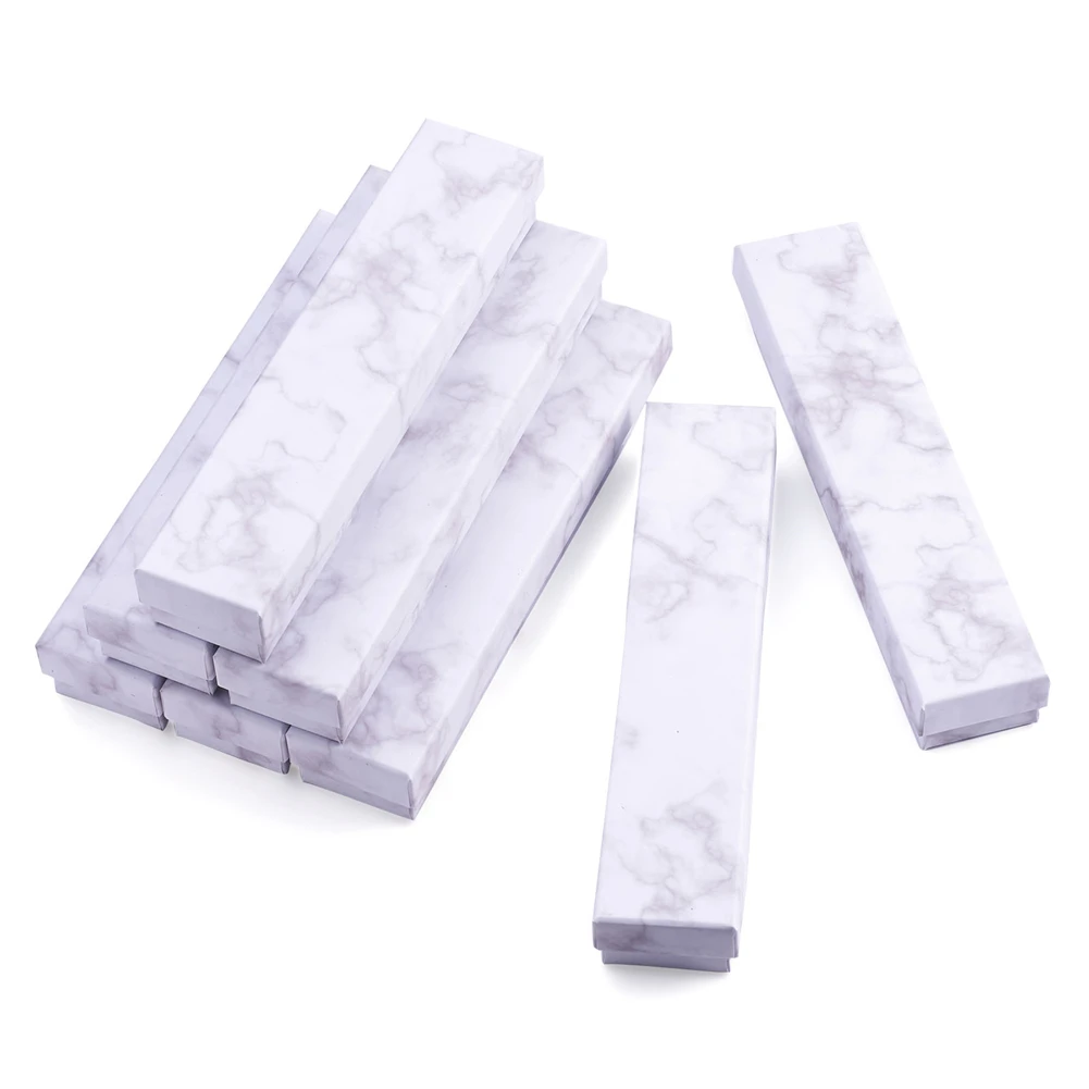 

18/24pcs Square/Rectangle Marble Paper Cardboard Jewelry Gift Boxes for Necklace Bracelet Earring Ring Storage Display Packaging