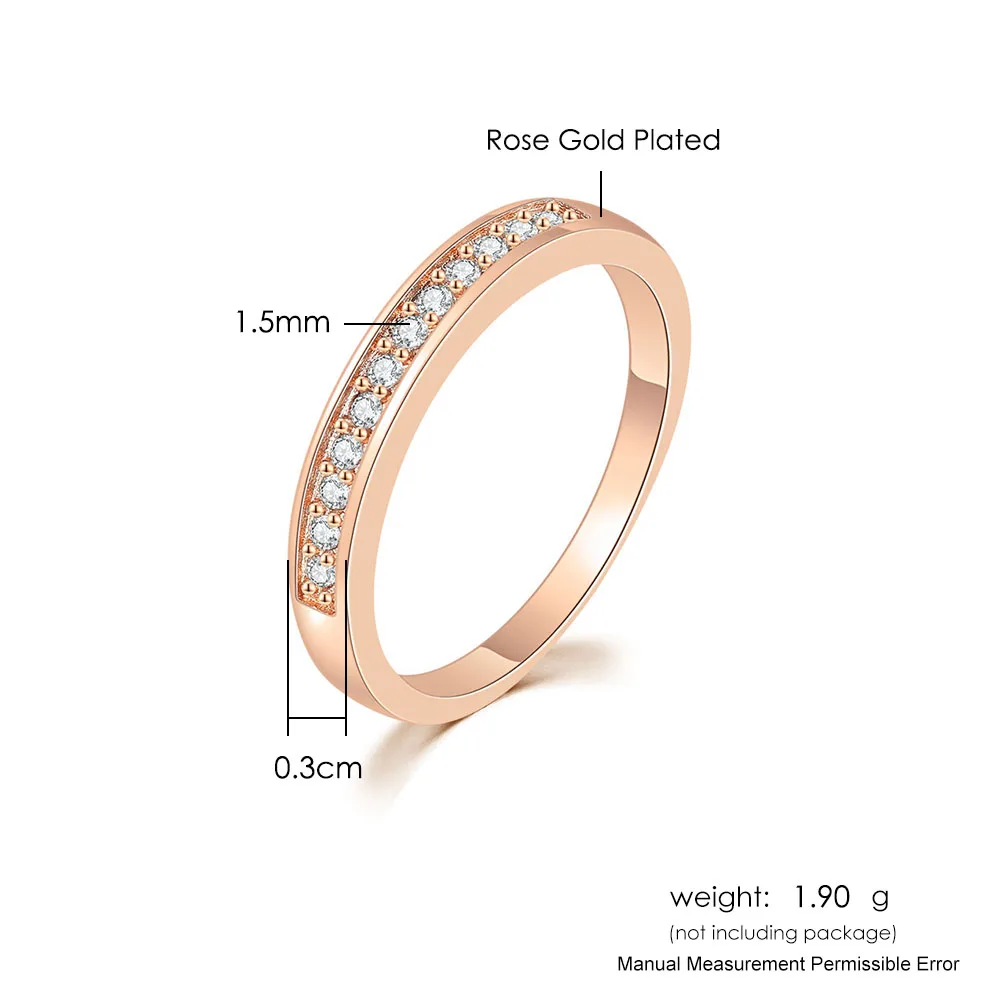 女性用キュービックジルコニア結婚指輪,クラシックなピンクゴールドカラー,9個,ラインストーン,ジュエリー,ジュエリーr062