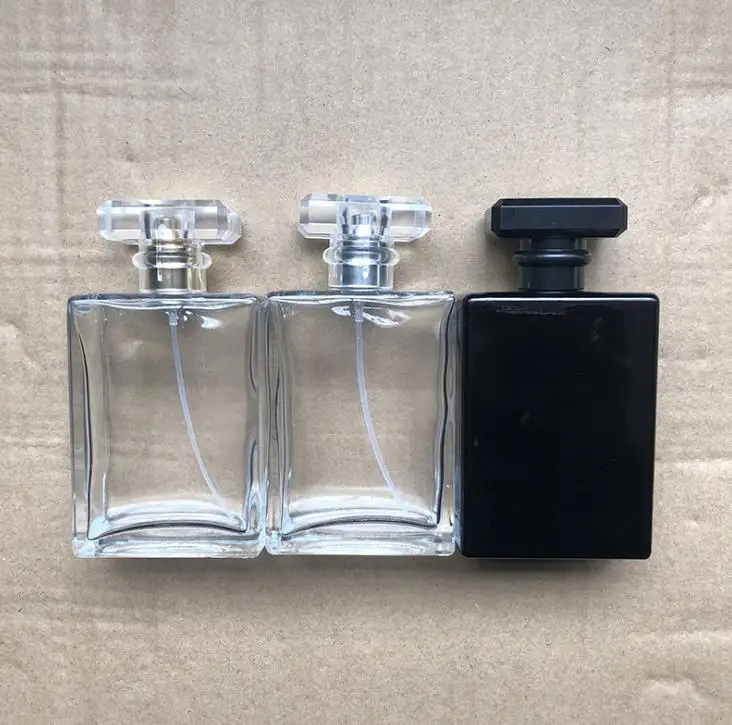 New Type 100ml Square Empty Transparent Black Essential oil Perfume Bottle With Fine Mist Spray for Aromatherapy Cosmetic SN320