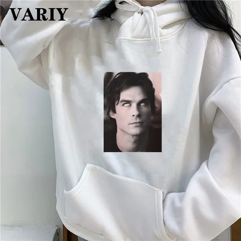 The Vampire Diaries Hoodies Women Harajuku Female Pullovers Hoodie Damon Sweatshirt Fashion Print Casual ladies Streetwear Hoody