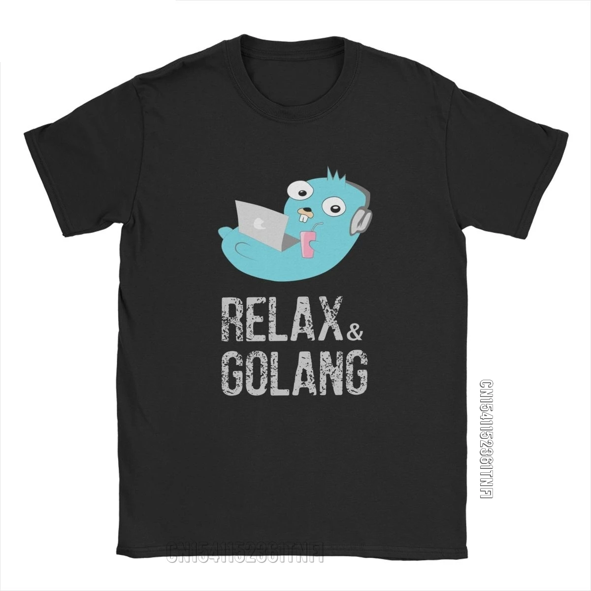 Relaxing Gopher Golang Go T Shirt Men Cotton Casual T-Shirts Crewneck Tee Shirt Classic Short Sleeve Tops Graphic Printed