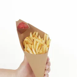 100pcs French Fries Box Cone Chips Ketchup Cup Fast Food Restaurant Take-out Disposable Food Paper Package