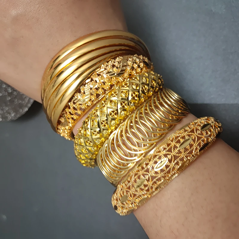 Arab Promoti Gold Color Bangles For Women Girl Middle East Dubai Wedding Jewelry Ethiopian African Bracelets Party Gift