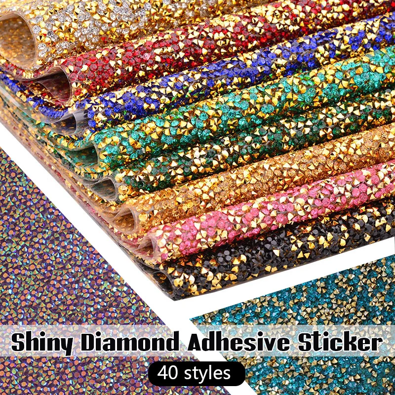 24*40cm Resin Rhinestone Sticker Sheet Trim Self Adhesive Bling Dazzling Crystal Stickers Applique Diy Car Phone Garment Decor