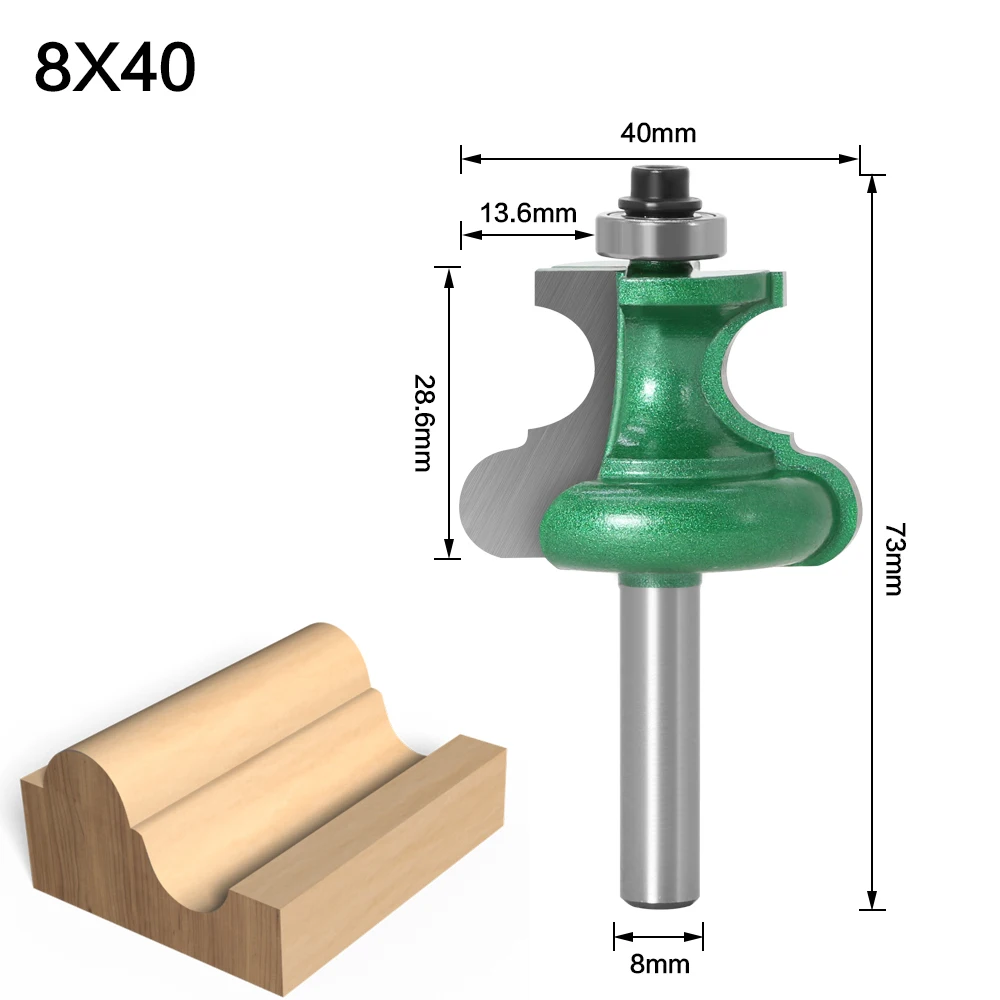 1pc 8mm Shank Bead Molding Router Bit Flute & Beading Line Woodworking Tenon Milling Cutter for Wood Tool