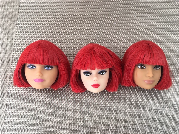 Rare Collection Original Doll Heads Red Blue Blue Colorful Hair Doll Parts Personality Hair Style Babi Doll Heads Accessories