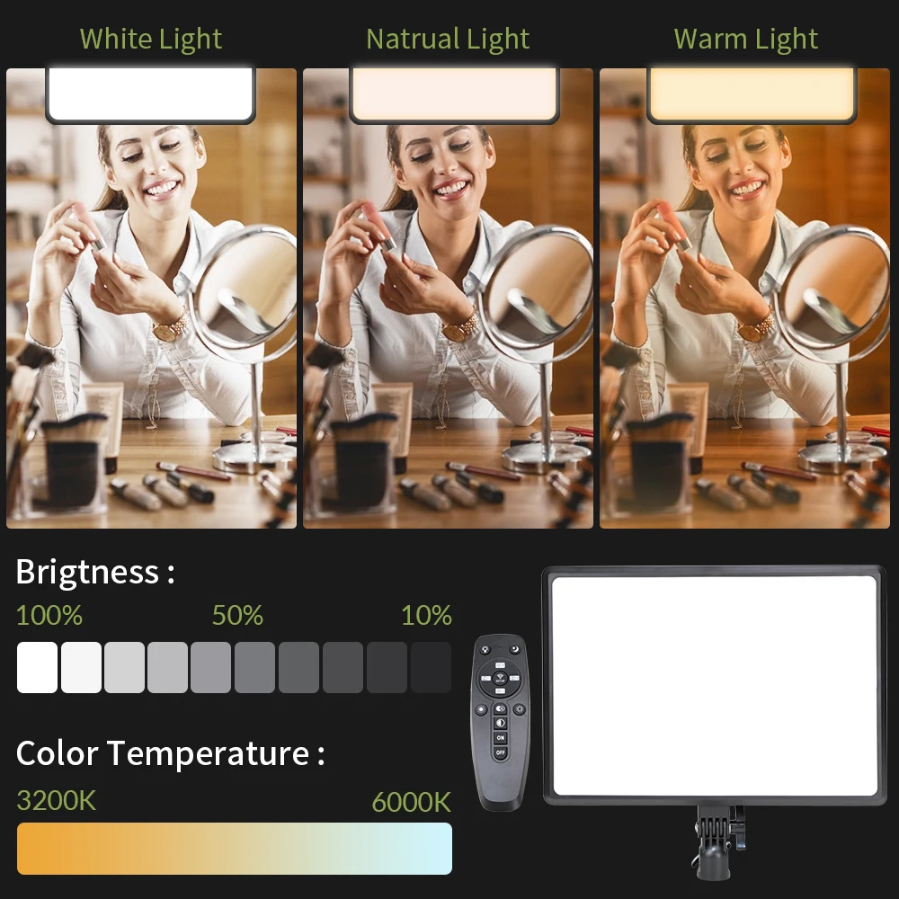 14inch 10inch LED Video Light Panel With Phone Clip Remote Control EU Plug 2700K-5700K Photography Studio Lighting For Youtube