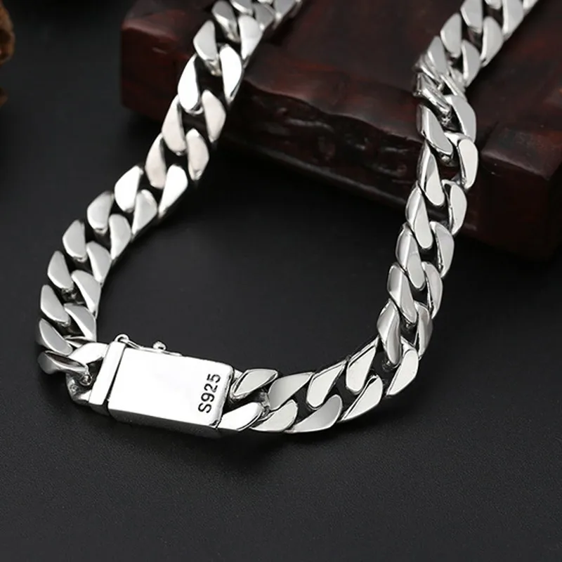 BOCAI 100% Real S925 Silver Jewelry 8MM Tank Chain Fashion Necklace for Man Retro Punk Style Personalized Gift Free Shipping