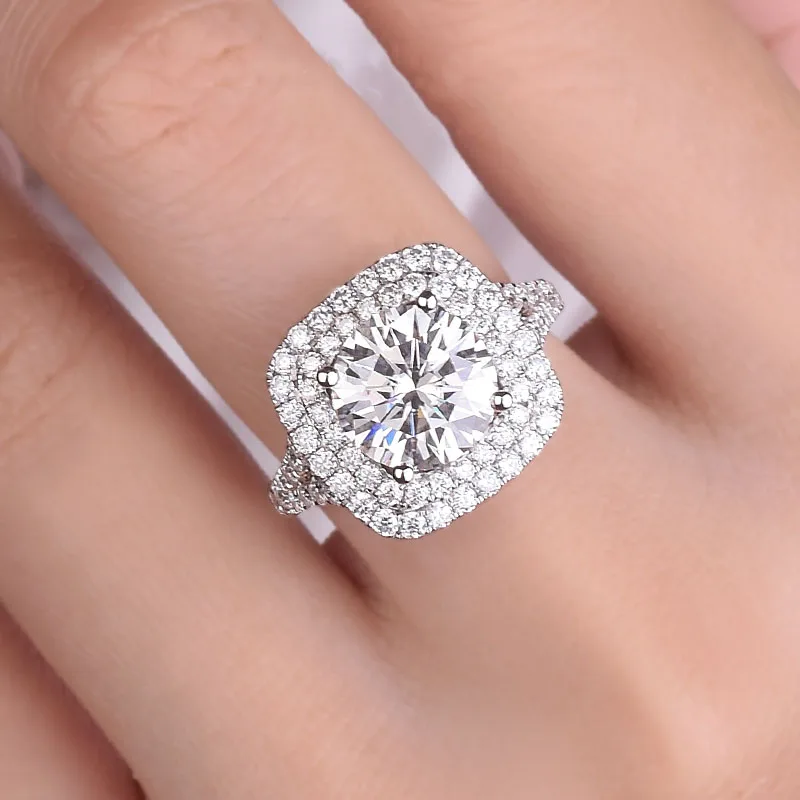 

100% 14K Gold ring 3ct D color VVS Moissanite Diamond Ring Wedding ring With national certificate