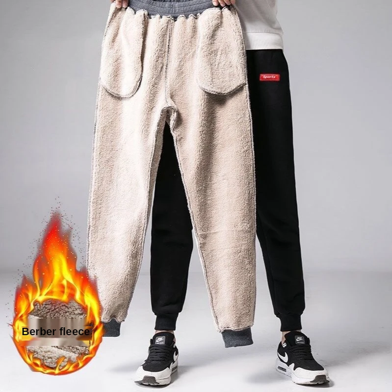 2020 Autumn Winter Casual Pants For Men Lambswool Fleece-Lined Thick Loose Warm Pants Jogging Pants Mens Sweatpants Harem Pants