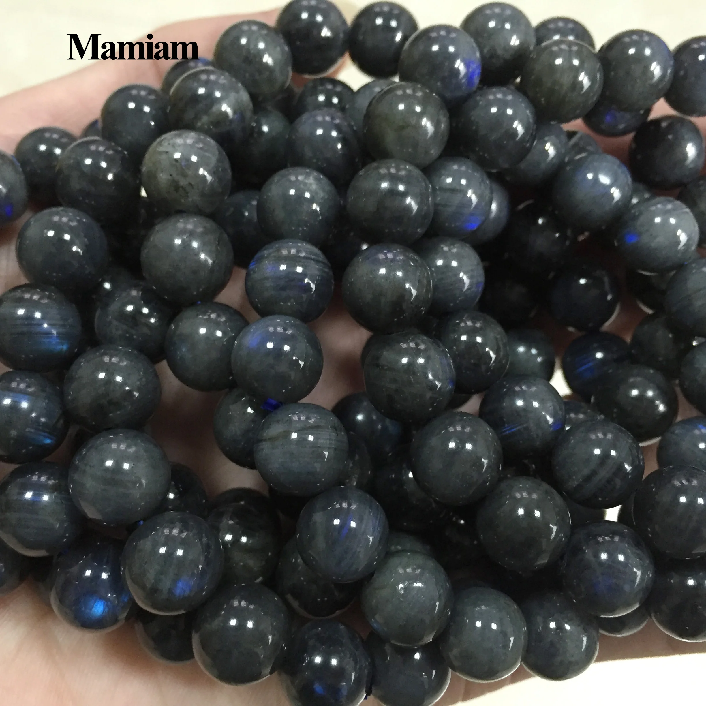 Mamiam Natural A Blue Flash Labradorite Stone Beads 10mm 11mm DIY Stretch Bracelets Jewelry Making Pulseras Gift For Men Women