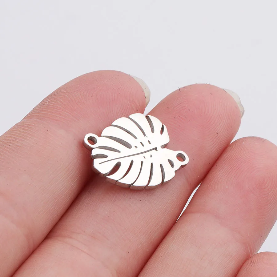 5pcs/lot leaf Stainless Steel Decoration Pendant Connectors Bohemia Handmade Charm Accessories DIY Earrings Jewelry Making