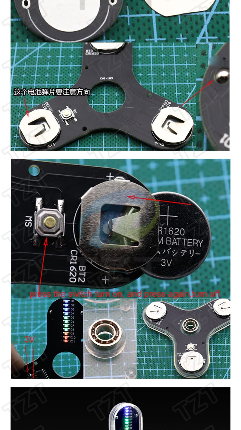 TZT Fingertip Gyro LED Bausatz: Lustiges DIY-Schweißset RG550 zur Entspannung von Körper und Geist – Elektronik-Bausatz – Detail 4