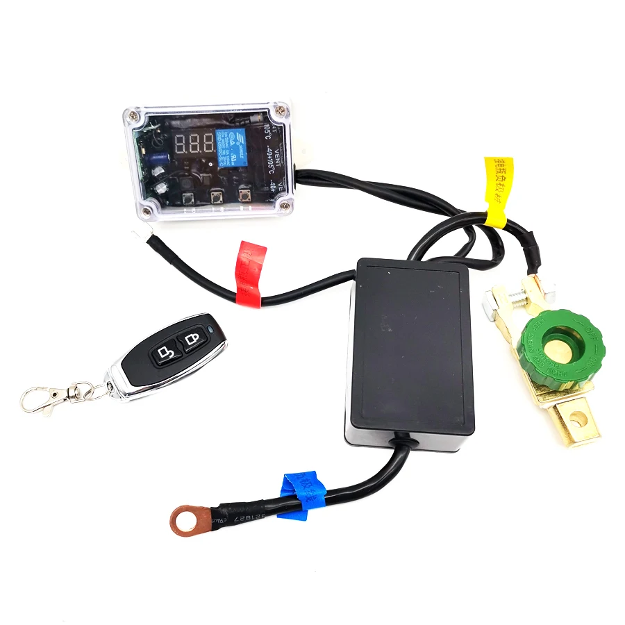 Universal 12v Car Battery Disconnect Cut Off Isolator Master Switches Voltmeter Display with 1 Pcs Wireless Remote Control