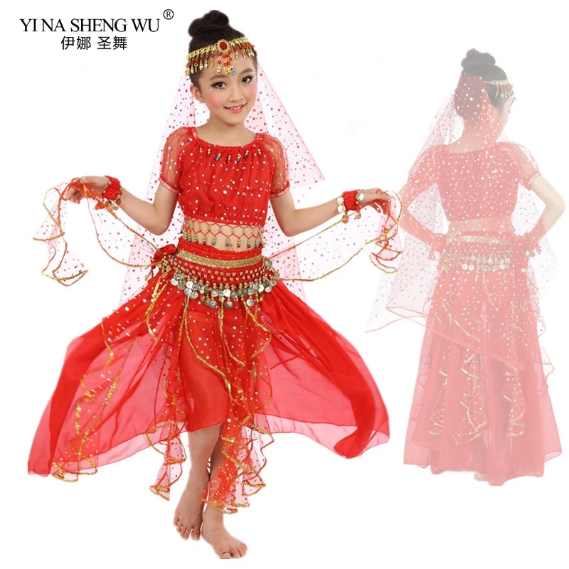 Disfraz de danza del vientre para niños, trajes de baile Oriental para niñas, ropa de bailarina de danza del vientre, conjunto de trajes de baile