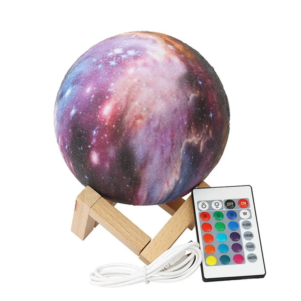 

Rechargeable Moon Lamp 16 Colors Change Light Touch Remote Bedroom Bookcase Night Lights Creative 3D print Lunar Light