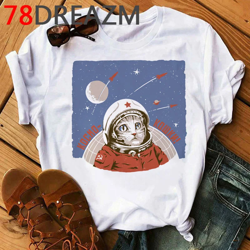 USSR CCCP Soviet Union Russia T Shirt Men Summer Top Funny Space Rocket Graphic Tees Russian Style T-shirt Hip Hop Tshirt Male