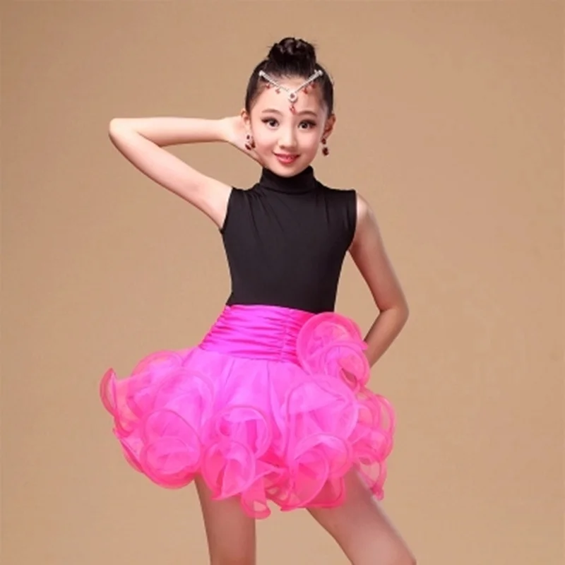 2021 Girl Sleeveless Latin Dance Dress Children Ballroom Dance Dresses Kids Salsa Rumba Cha Cha Samba Tango performance Dress