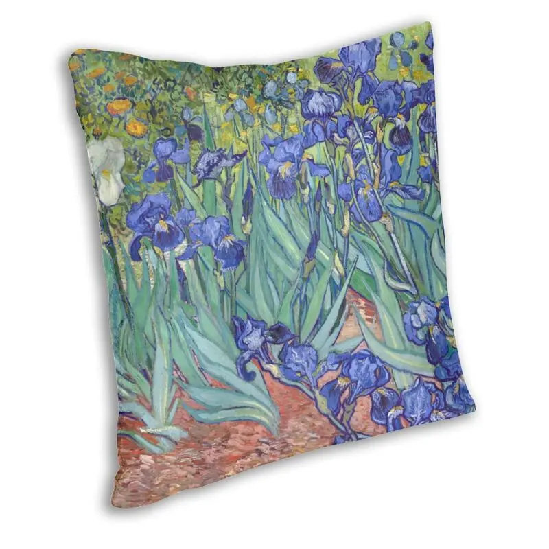 Irises By Vincent Van Gogh Cushion Cover Art Flowers Painting Throw Pillow Case for Living Room Cool Pillowcase Home Decor