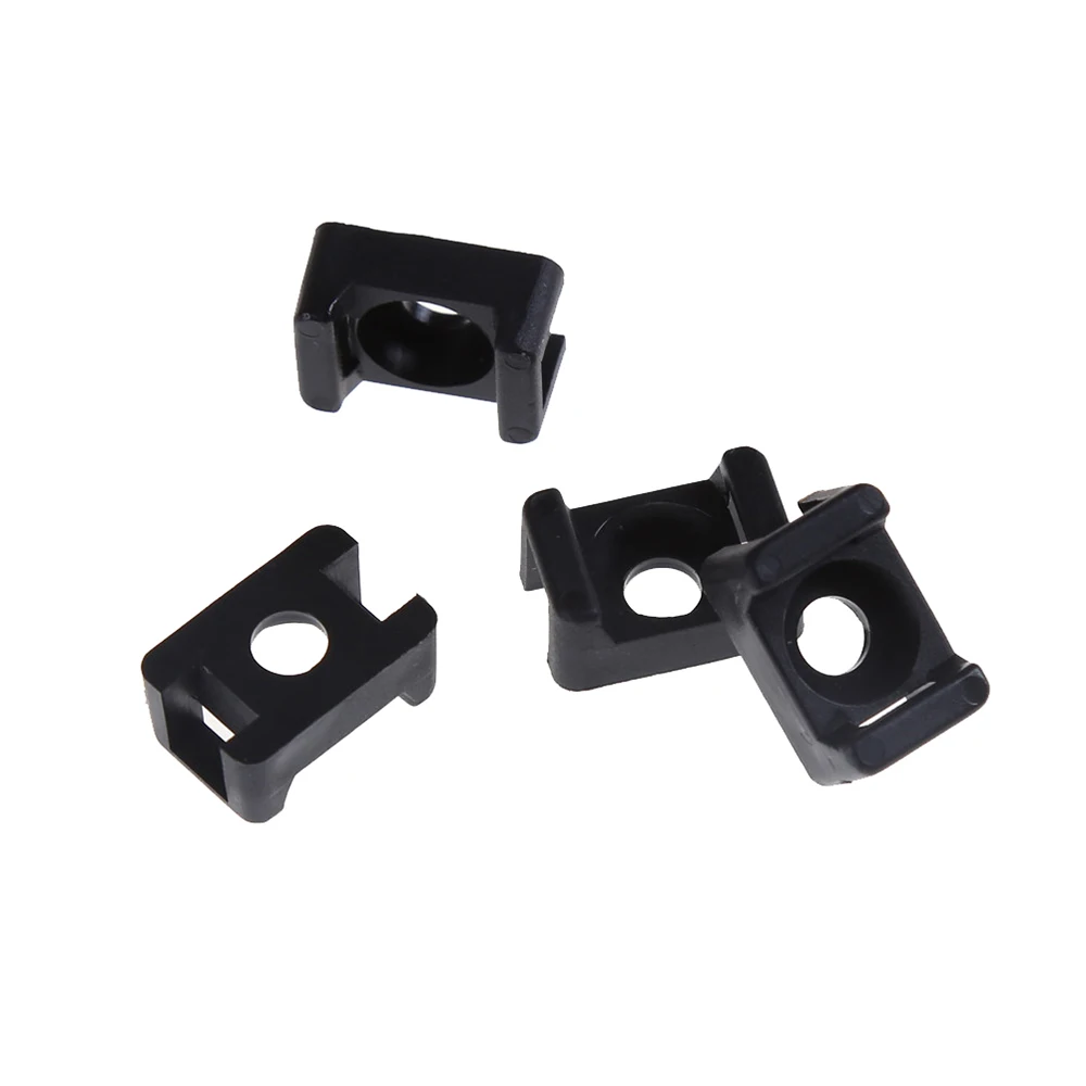 100Pcs Black 4.5mm Width Cable Tie Saddle Type Mount Base Wire Holder USB Charging Data Line Cable Winder Universal image 2