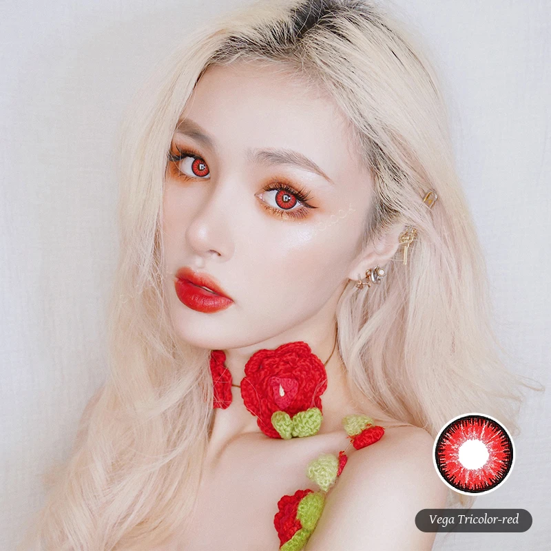 OVOLOOK-2pcs/pair Cosplay Lenses Colored Prescription Lenses Halloween Contact Lenses for Vision Correction Eye Color Lens Yealy
