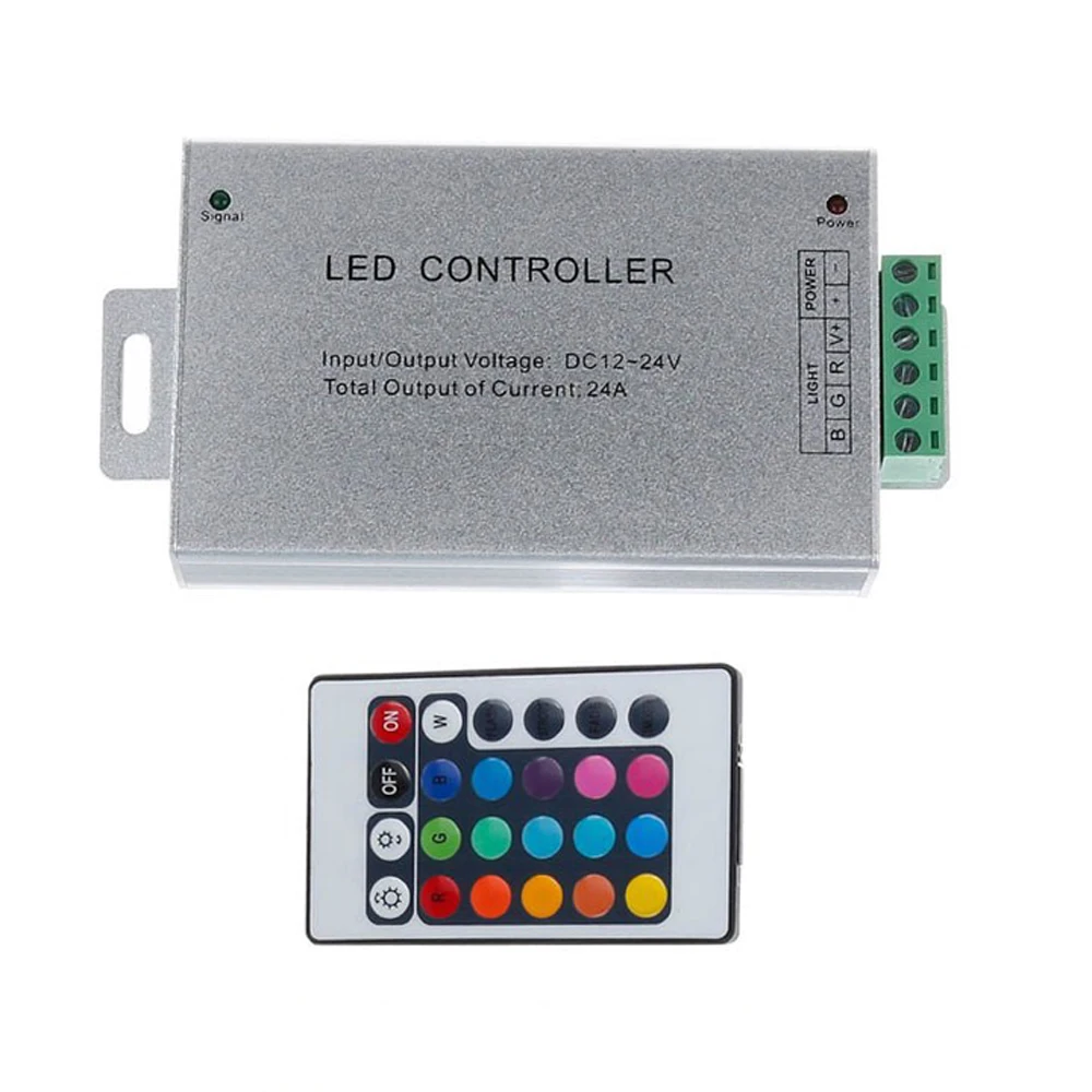 RF IR Remote RGB LED Controller DC 12V 24V 24A Supply For 3528 5050 2835 SMD LED Strip