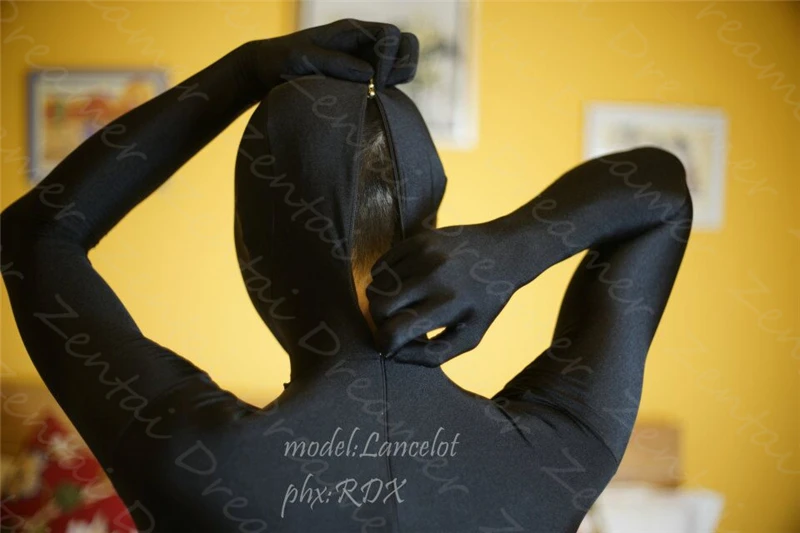 (ZD07 )Luxury Customize Full Body All Black Zentai Suit Fetish Wear Uni-color Original Uni-Color Original Tights