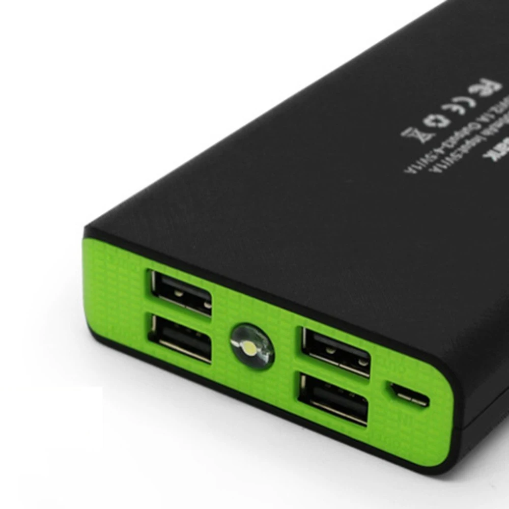 Корпус внешнего аккумулятора со светодиодный ным фонариком, 4 порта USB, 5 В, 2 А, чехол для внешнего аккумулятора, набор для самостоятельной сборки, питание от 6 батарей 18650