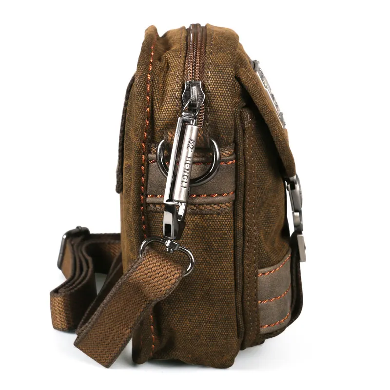 Vintage Canvas Shoulder Small Bag Multi-Functional Pockets Leisure Travel Retro Crossbody Phone Bags