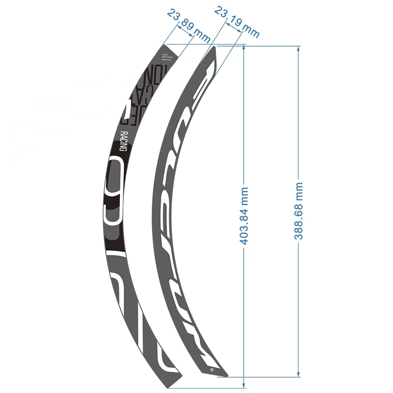 Racing-6DB road bike climbing wheel set sticker rim height 26mm bicycle rim decals racing 6DB