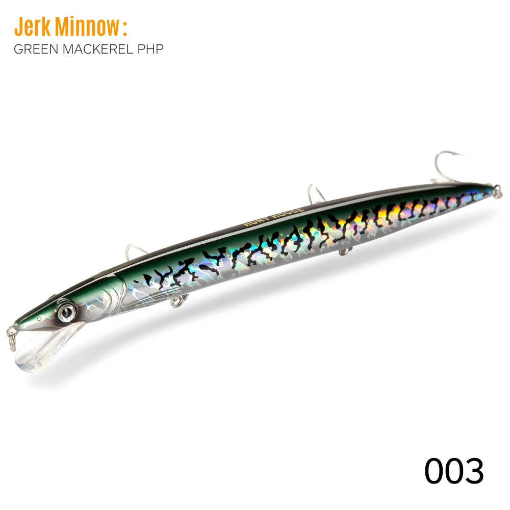 Hunthouse Schwimmender Minnow-Angelköder, 143 mm/14 g, 173 mm/23 g, 208 mm/33 g, langer Wurf, Meerwasser-Hartköder für Forellen-Seebarsch-Gerät