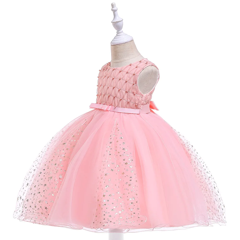 

3-10Y Summer Elegant Beaded Bridesmaid Dress for Girls Party Weddings Flower Dress Birthday Kids Dress for Girl Children Costume