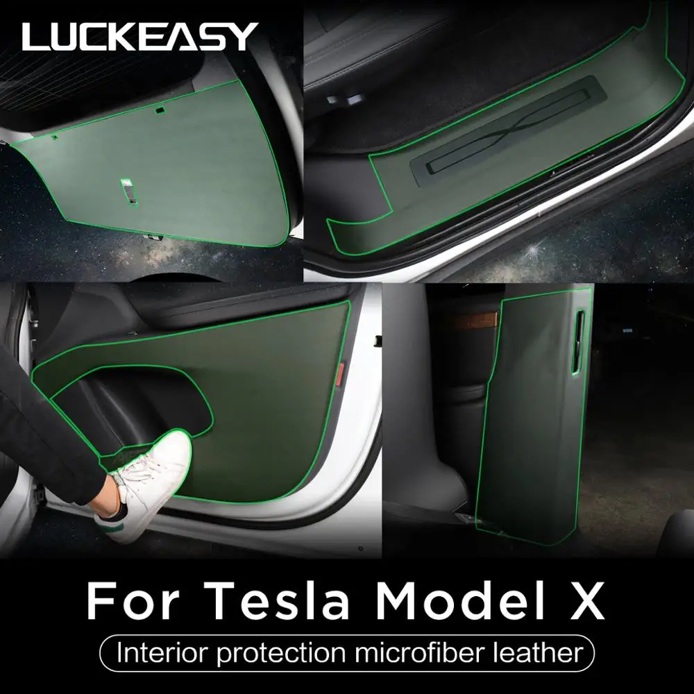 LUCKEASY For Tesla Model X 2017-2021 Hide Anti Kick Pad Protection Side Edge Film Protector Stickers