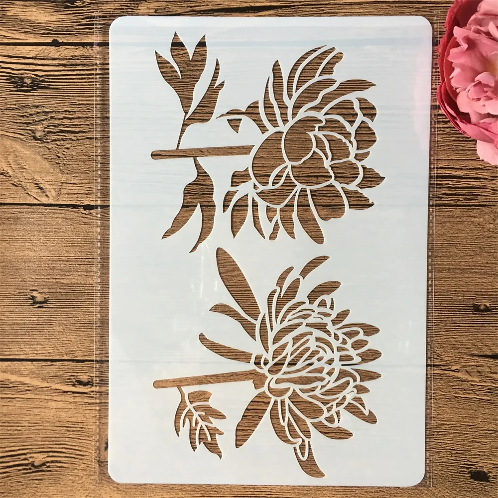 4Pcs/Lot Flower Chrysanthemum Peony DIY Layering Stencils Wall Painting Scrapbook Coloring Embossing Album Decorative Template