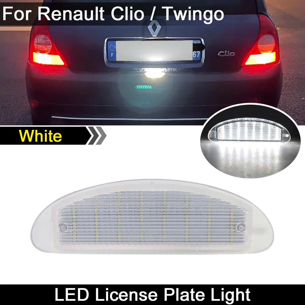 For Renault Clio 2 Twingo 1  Car Rear White LED license plate light number plate lamp