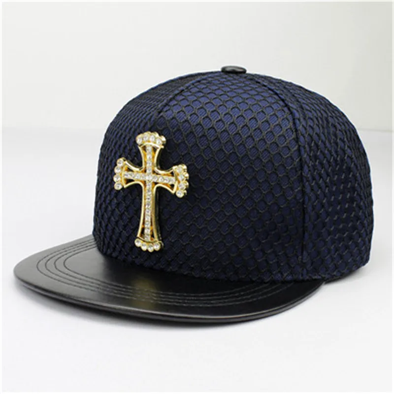 2021 Acrylic Metal Cross Baseball Cap Adjustable Hip-hop Cap Snapback Cap Hats for Men and Women