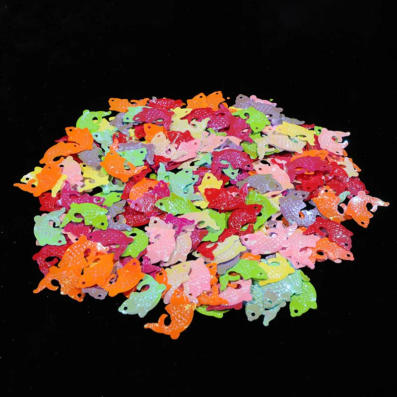 10g 25mm PVC Sequin Colorful Fish Shape Loose Sequins for Crafts Paillettes Bag Clothing Sewing Accessories DIY Glitter Confetti