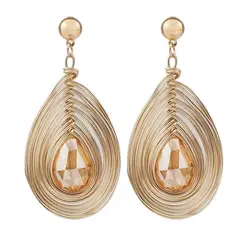 MANILAI Handmade Big Crystal Dangle Earrings For Women Fashion Gold Color Wire Helical Statement Earring Bohemia Jewelry