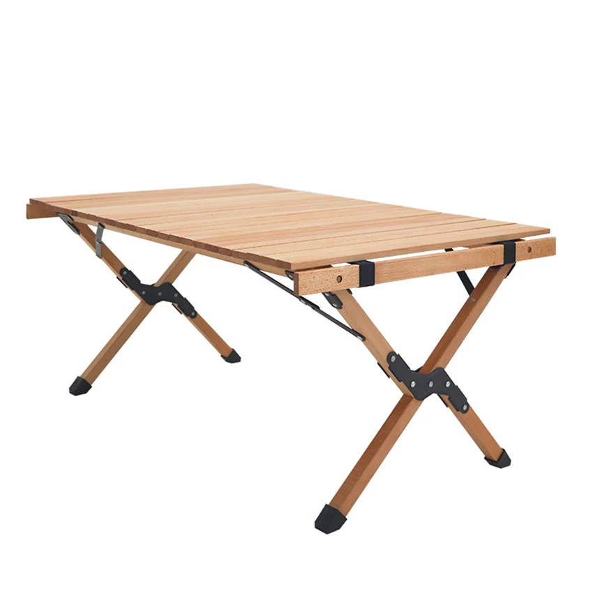 

Folding Wooden Table Outdoor Camping Egg-Roll Table 2/3 Legs Portable Family BBQ Picnic Garden Party Travel Hiking Wood Table