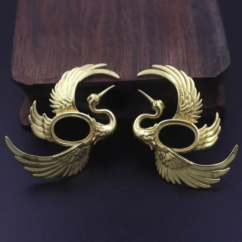 3pair Quality Brass Casted Crane Charms Stamping Home Office Decoration Open Back 13x18mm Cameo Base DIY  Jewelry Accessories