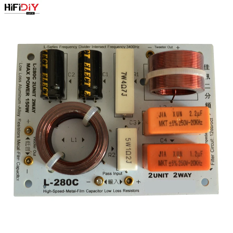 HIFIDIY  L-280C 2 Way 2 speaker Unit (tweeter + bass )HiFi Speakers audio  Frequency Divider Crossover Filters