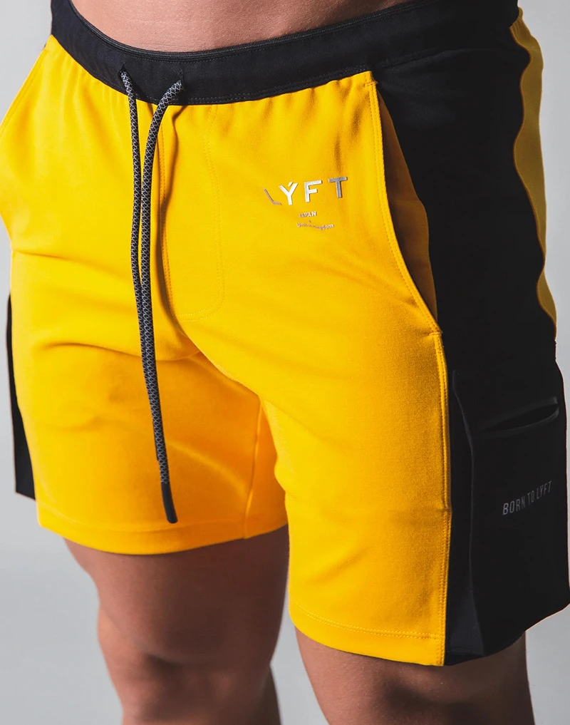 LYFT Phone Pocket Summer Men Running Shorts Gym Fitness Short Pants Bodybuilding Training Cotton Shorts Men Jogging Sport Shorts