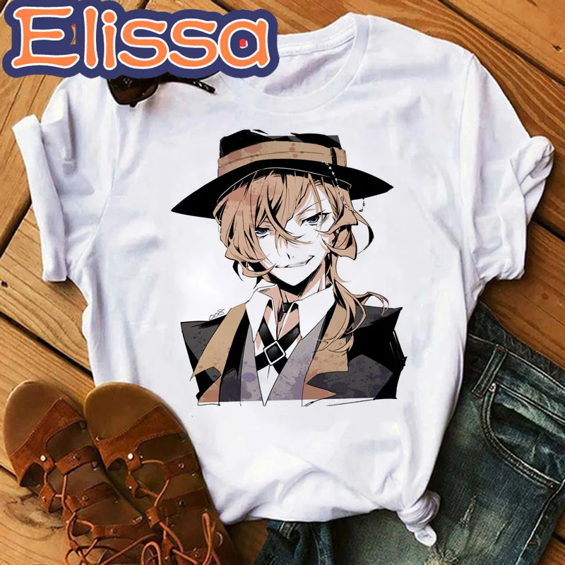 Hot Japanese Anime Bungou Stray Dogs T Shirt Men Kawaii Cartoon Osamu Dazai Graphic Tees Unisex Harajuku Tops T-shirt Male