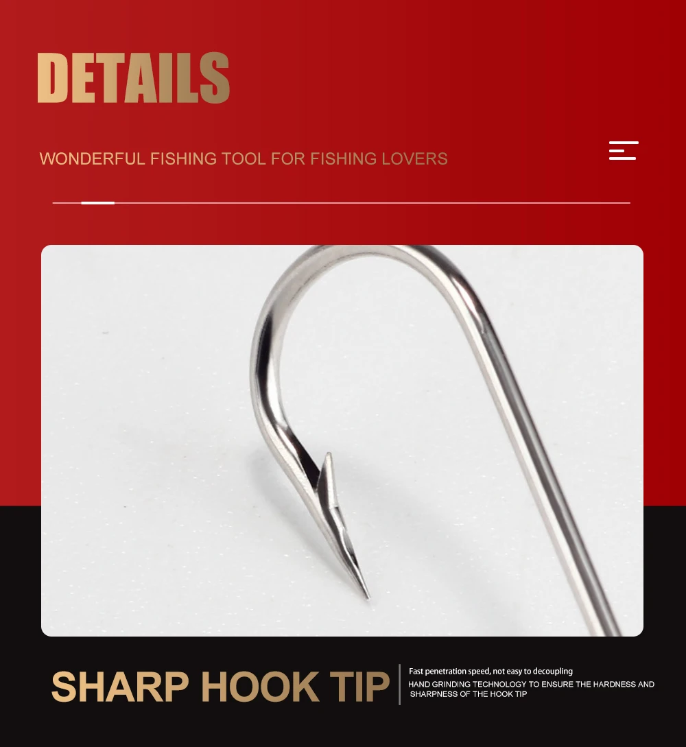FTK Gebogener SEA Rundhaken 2335 Nickel mit Großem Ring 10 # -20 # 100 Stück/Box Haken aus Norwegen für Jigging-Karpfenangeln, Angelzubehör – Detail 7