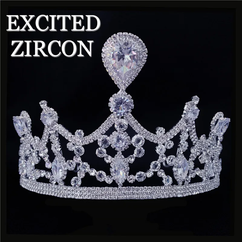 Fashion New Design Luxury Zircon Water Drop Crown Woman Exquisite Headdress Jewelry Bride Wedding Accessories Girl Gift