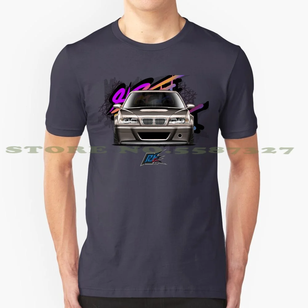 M3 E46 Gold Chrome 100% Pure Cotton T-Shirt Modified Widebody Automobile Cartoon E46 Csl Coupe Gtr Naquash Front End Developer