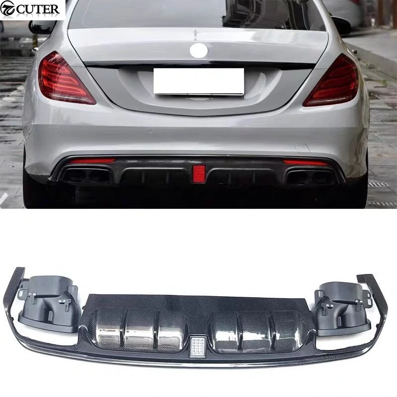 W222 S63 S65 S500 Carbon Fiber Frp Rear Bumper Diffuser Exhaust Tips for Benz W222 S600 S320 S63 Amg Bumper Car Body Kit 14-18