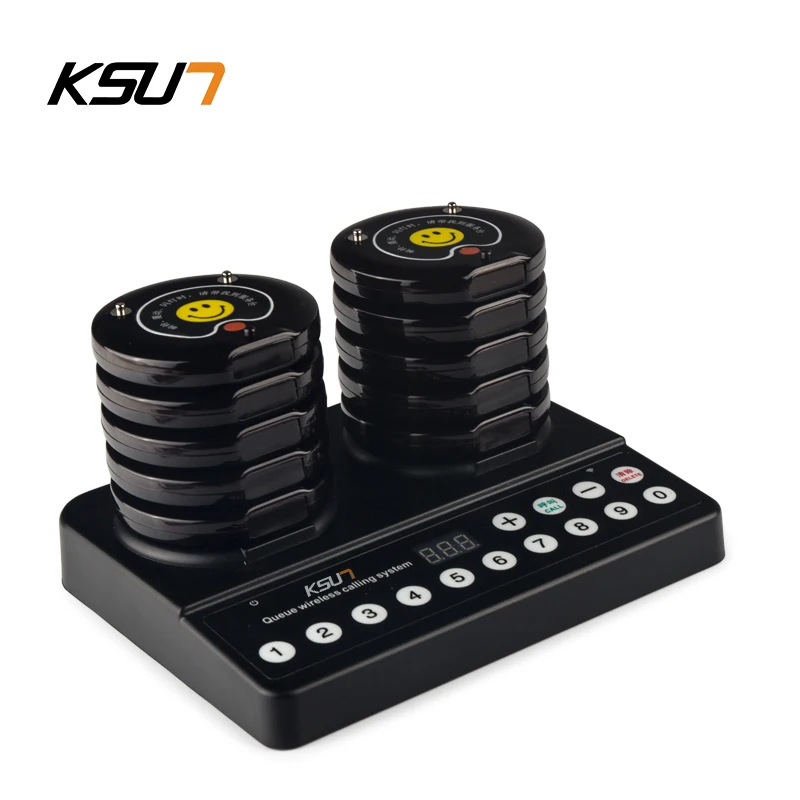 KSUN-buscapersonas con timbre inalámbrico para restaurante, receptor de llamadas de 20 posavasos para iglesia, enfermera, sistema de cola médica, servicio de mesa