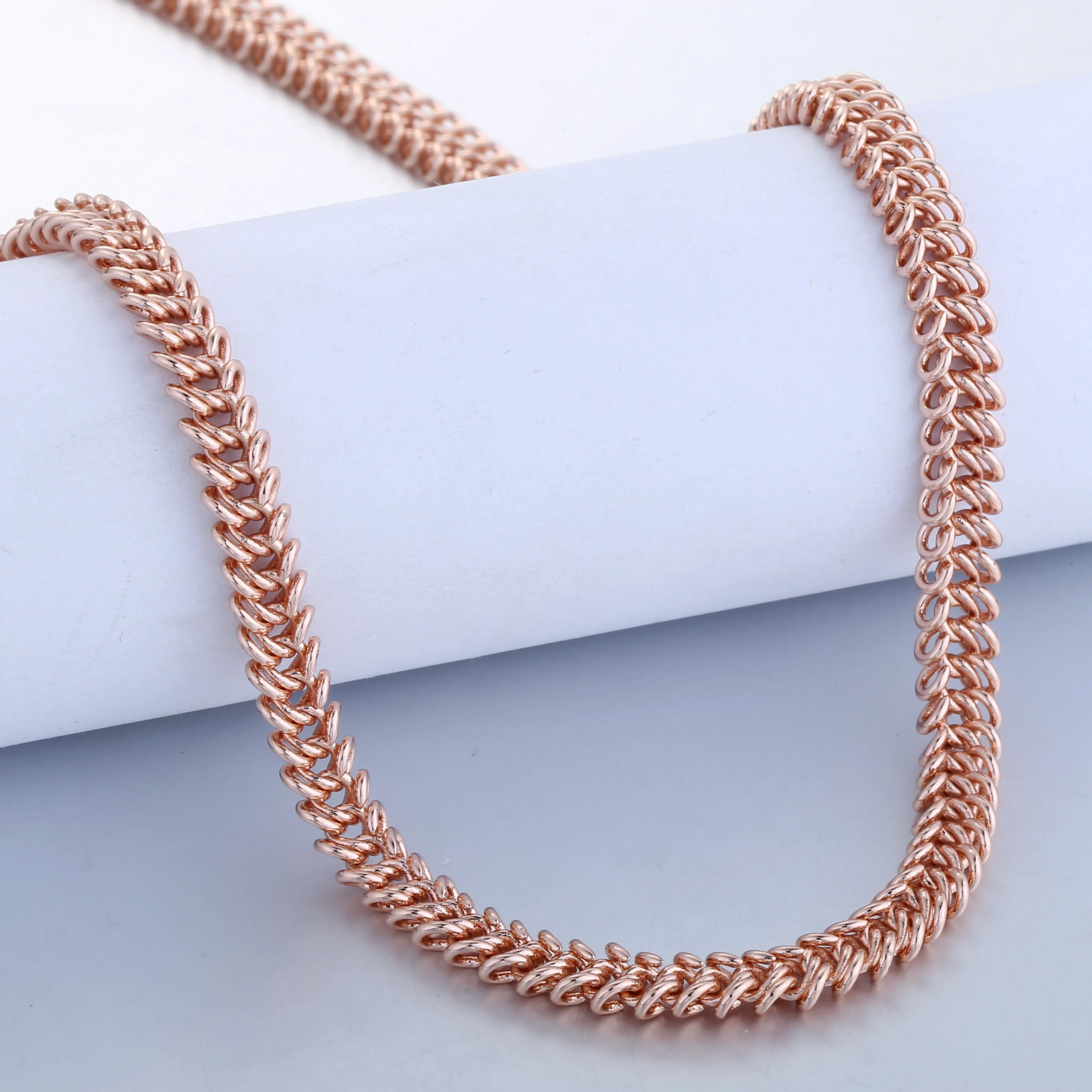 6mm Womens Ladies Chain Braided Bismark Link Rose Gold Color Necklace Fashion Female Jewelry DGN278